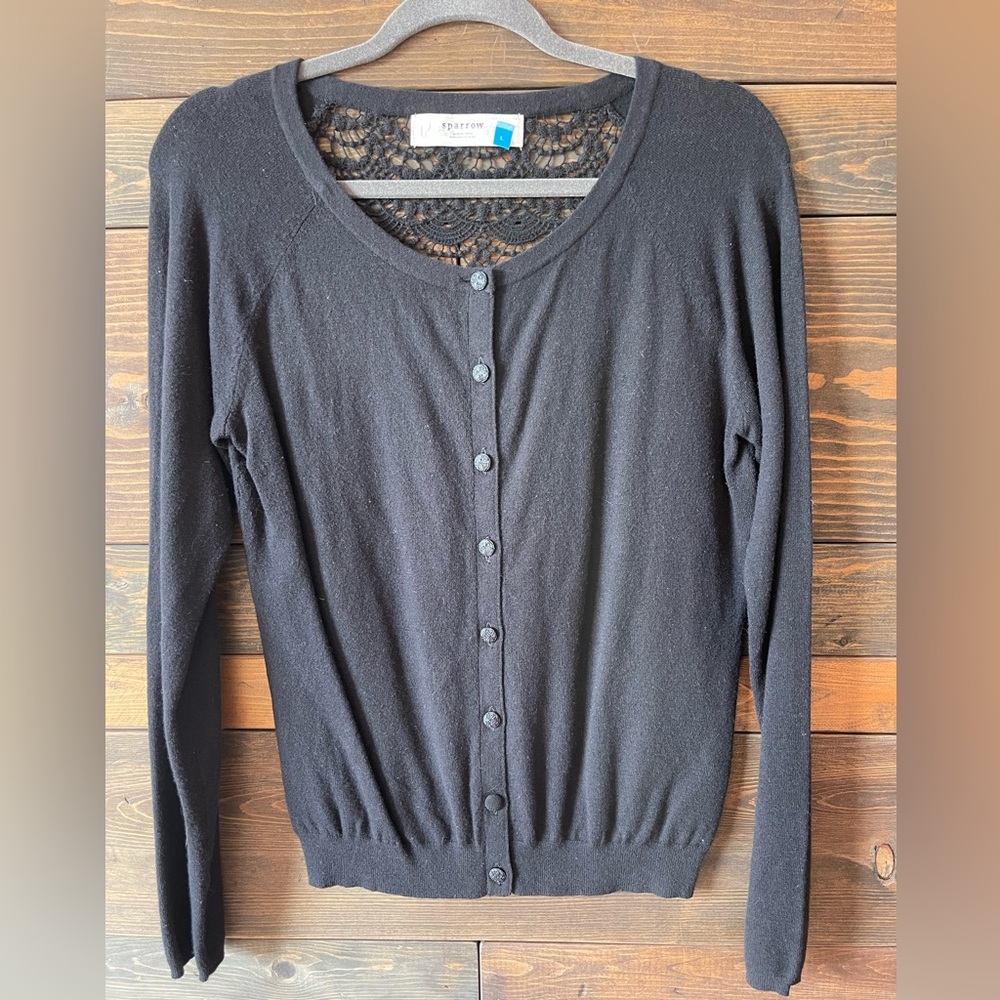 Anthropologie Sparrow Black Cadigan Size L